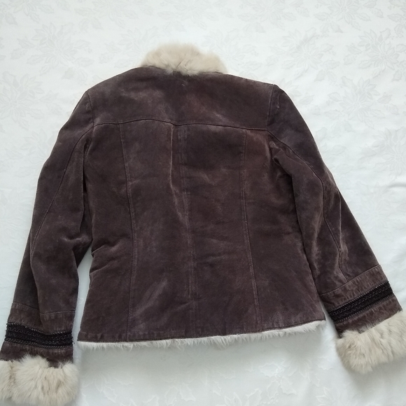 Vintage Brown and Cream Fur-Trimmed Jacket - Picture 9 of 9